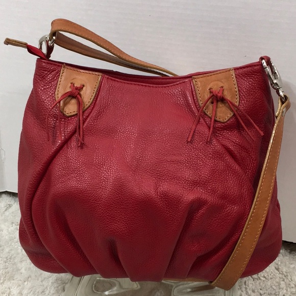 Valentina red & tan leather hobo bag - Picture 4 of 8